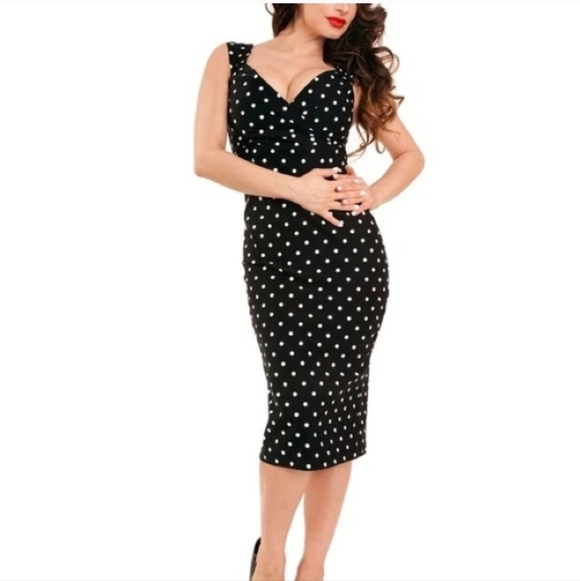 Steady Dresses & Skirts - Steady Polka Dot Diva Wiggle Dress Black & White 3X